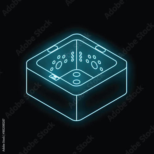 Relaxing hot tub spa with glowing neon light, offering a luxurious hydromassage experience
