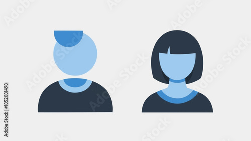 Simple Blue Icons Representing Male and Female User Profiles.