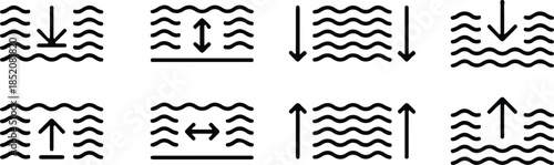 sea level icons vector strokes black line icon measurement vector design