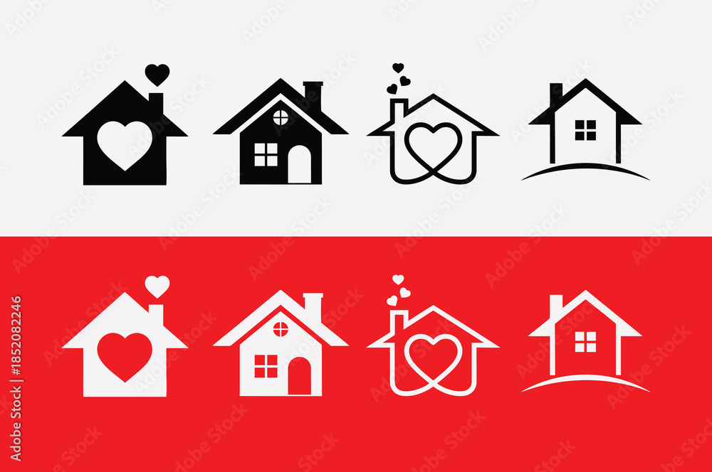 Fototapeta premium Heartwarming house icons with love symbols