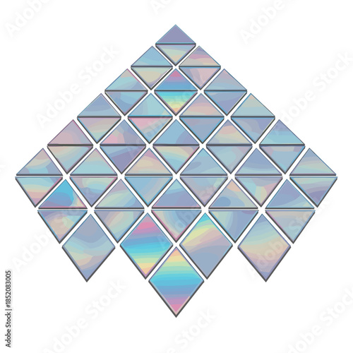 Holographic diamond tiles arranged in a geometric pattern  