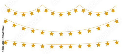 Star garlands set, Christmas lights decorations, starry Xmas holiday decor, festive string sparkles light decoration