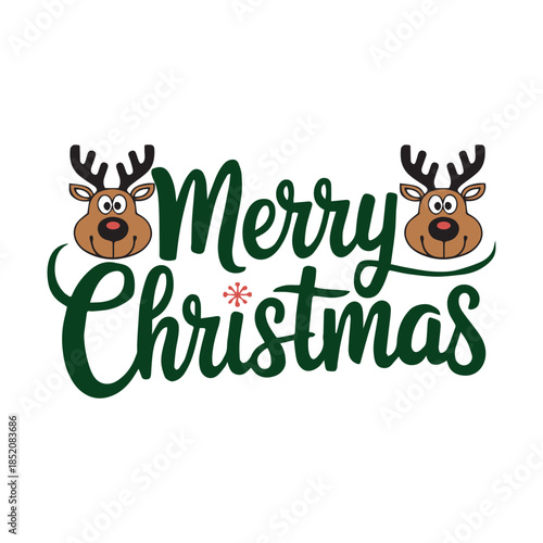Merry Christmas hand lettering calligraphy isolated on white background. Vector holiday illustration element. Merry Christmas script calligraphy
