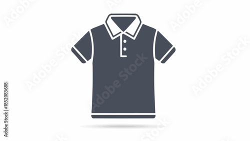 Simple Dark Grey Polo Shirt Icon with White Collar and Buttons.