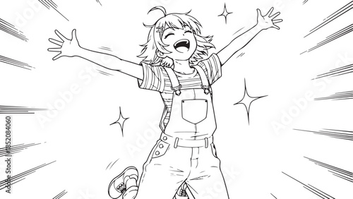 Stylish Anime Woman Standing - Comic Art