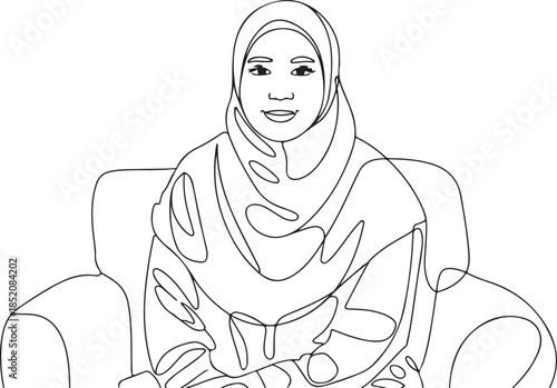  A simple graphic of an Arab or Muslim woman in a traditional headscarf, often used as an avatar or icon representing modesty and cultural identity in various digital and print media.