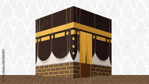 Simplified Geometric Representation of the Sacred Cubic Structure of Mecca