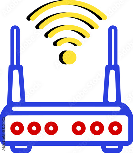 Modern Line Art Wi-Fi Router Icon for Seamless Wireless Internet Connection and Digital Network Technology