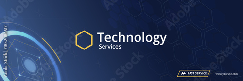 Technology innovation concept with futuristic design and logo