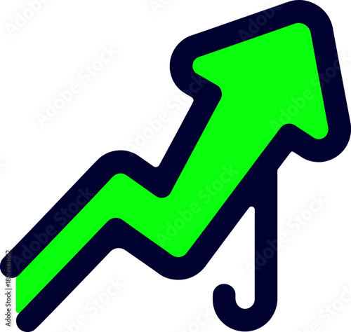 Vibrant Green Upward Trend Arrow Icon - Modern Vector Design for Business Growth and Progress