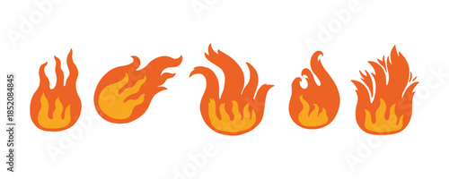Fire Flame Hot Icon. Doodle Steam Smoke Logo. Vector Illustration