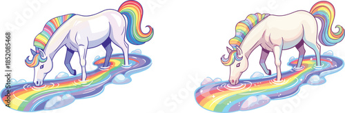 Rainbow horse vector illustration 