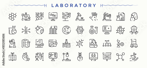 Laboratory line icon set. Lab icon set. Contains such symbols as chemist, experiment, chemistry, research, lab and more.
