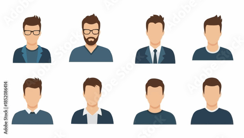Collection of Diverse Male Avatars for User Profiles and Digital Representation.