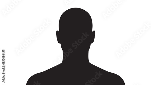 Silhouette of a man in mysterious dark tone on white background for profile placeholder