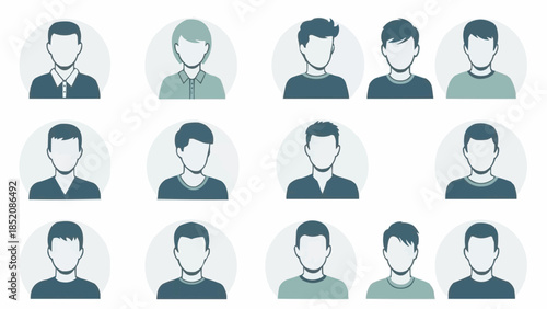 Collection of diverse male avatar icons representing different people.