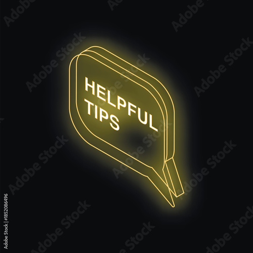 Neon sign displaying helpful tips suggesting advice, guidance and support