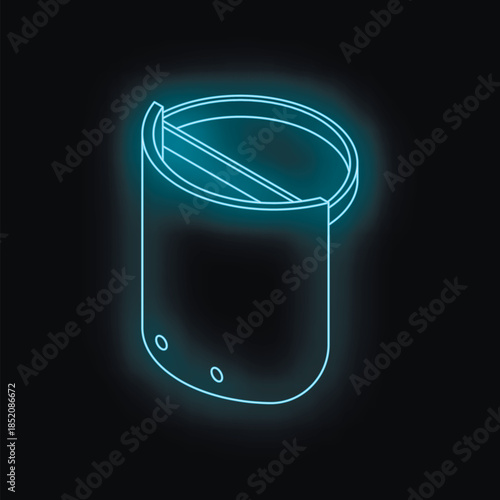 Neon medical face shield glowing on a dark background, providing protection against viruses and bacteria