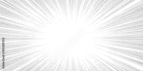 Bright white light burst with dynamic monochrome radial lines creating a powerful effect