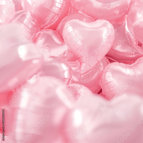 Pink Heart Balloons Fill the Space, Creating a Festive Atmosphere for a Gathe...