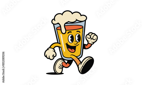 Cartoon beer glass character walking with a smile vector