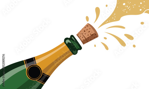 Champagne Bottle Cork Popping With Bubbles
