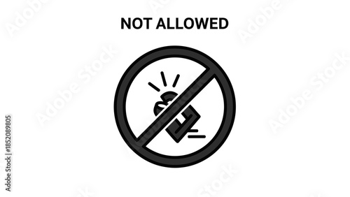 No Photography Allowed Sign Black White Prohibition Symbol Restriction Icon Warning Graphic
