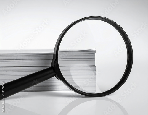 서류-파일-문서-자료-a4-종이-돋보기-찾기-검색-서치-조사-확대경-종이가 쌓여있는