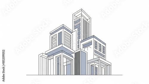 Modern architectural building design illustration with sleek lines and minimalist style