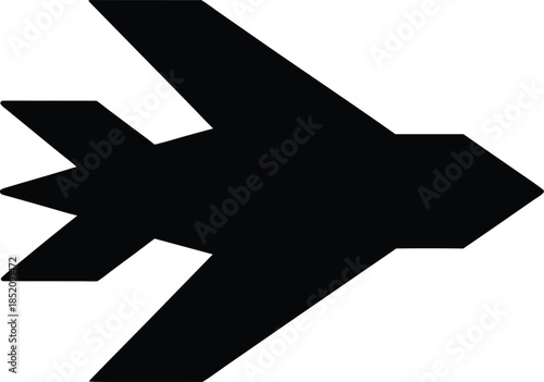 Front view silhouette of a modern fighter jet aircraft vector, Silhouette of a jet fighter aircraft, soaring through the sky, captured in a side profile.