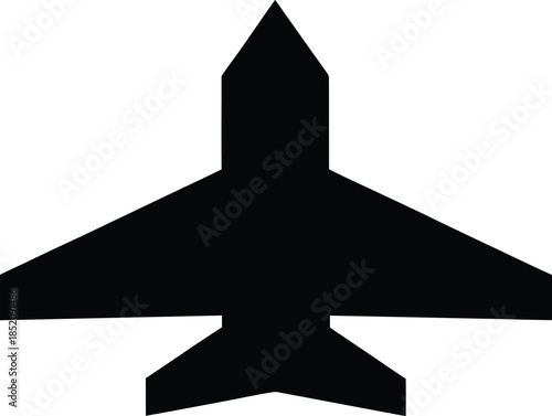 Front view silhouette of a modern fighter jet aircraft vector, Silhouette of a jet fighter aircraft, soaring through the sky, captured in a side profile.