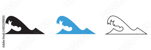 Stylized ocean wave icon.  Stylized ocean wave illustrations in monochrome, suitable for logos, tattoos, prints, surfing themes, and Japanese-inspired graphic design.
