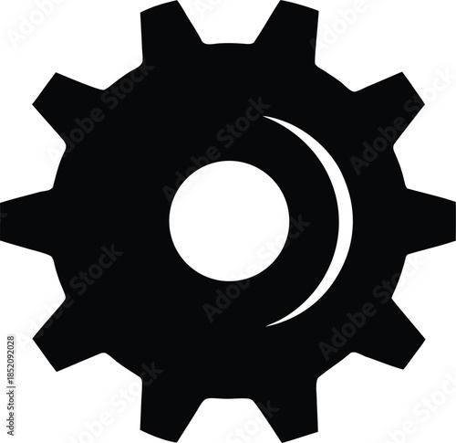 Simple black silhouette icon of a gear or cogwheel, Black gear and cogwheel vector
