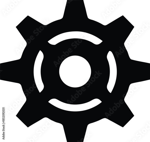 Simple black silhouette icon of a gear or cogwheel, Black gear and cogwheel vector