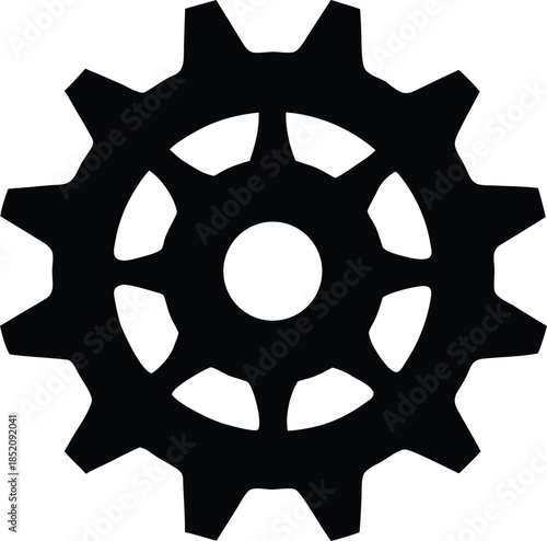 Simple black silhouette icon of a gear or cogwheel, Black gear and cogwheel vector