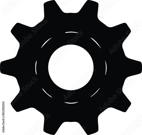 Simple black silhouette icon of a gear or cogwheel, Black gear and cogwheel vector