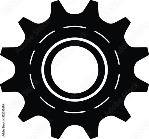 Simple black silhouette icon of a gear or cogwheel, Black gear and cogwheel vector