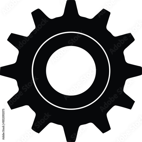 Simple black silhouette icon of a gear or cogwheel, Black gear and cogwheel vector
