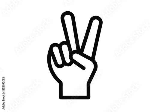 Peace sign hand gesture outline icon, Continuous line art of a human hand making a peace sign. Vector illustration
