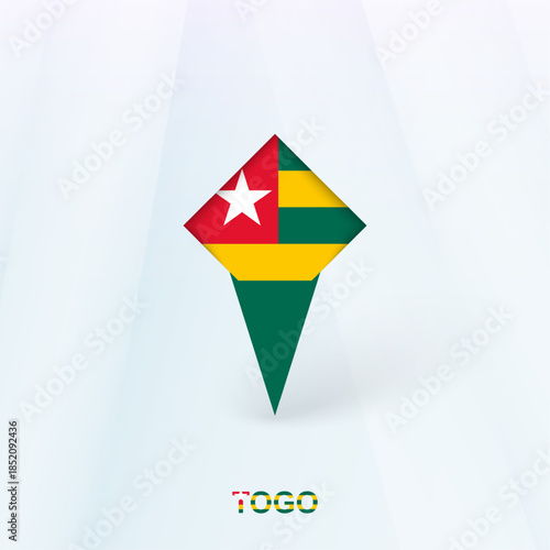 Togo Flag Pin Icon with Geometric Design.