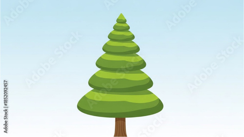 A single green tree stands alone against a gradient blue sky