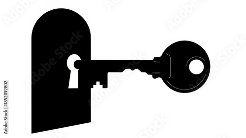Black key fitting into a keyhole on a
