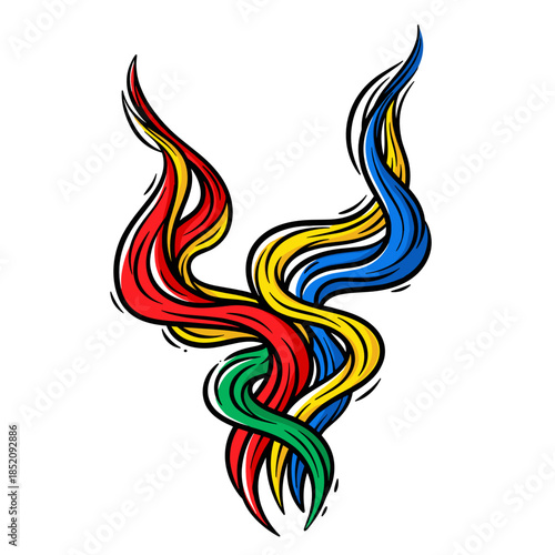 Colorful dynamic smoke trails in vibrant swirling patterns  