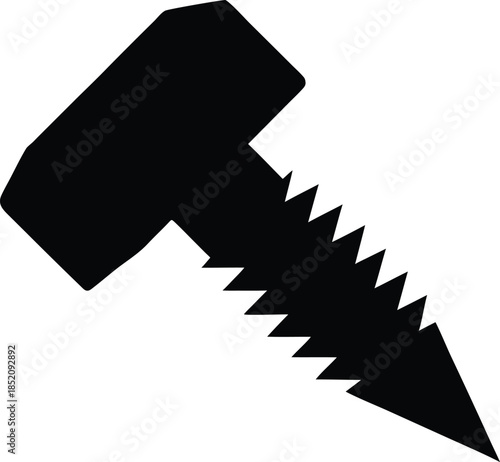 Screw silhouette isolated, Screw head and thread type icon silhouette vector illustration