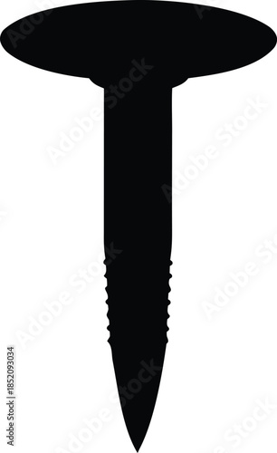 Black Screw Silhouette icon Isolated vector, Black silhouette vector of a screw fastener metal illustration.