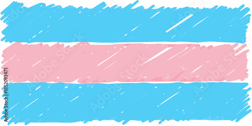 A hand drawn illustration depicting the transgender pride flag with vibrant colors