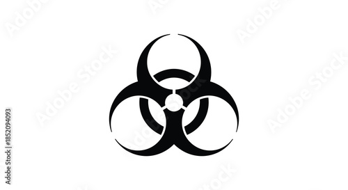 Black biohazard symbol against a white background a striking and recognizable silhouette