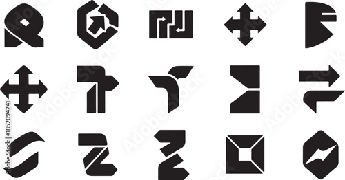 Collection of abstract direction icons