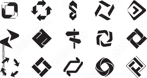 Collection of abstract rotation and direction icons