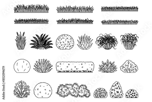 set of CAD Grass,
Minimal CAD Grass Line Set – Ground Cover and Grass Section for Architectural Elevations